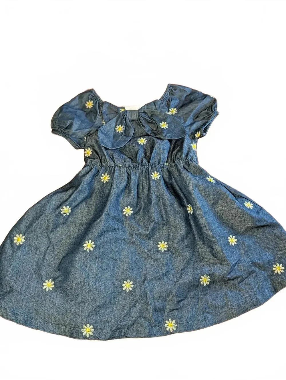 Rare Editions Girls Denim Dress with Daisy Embroidery